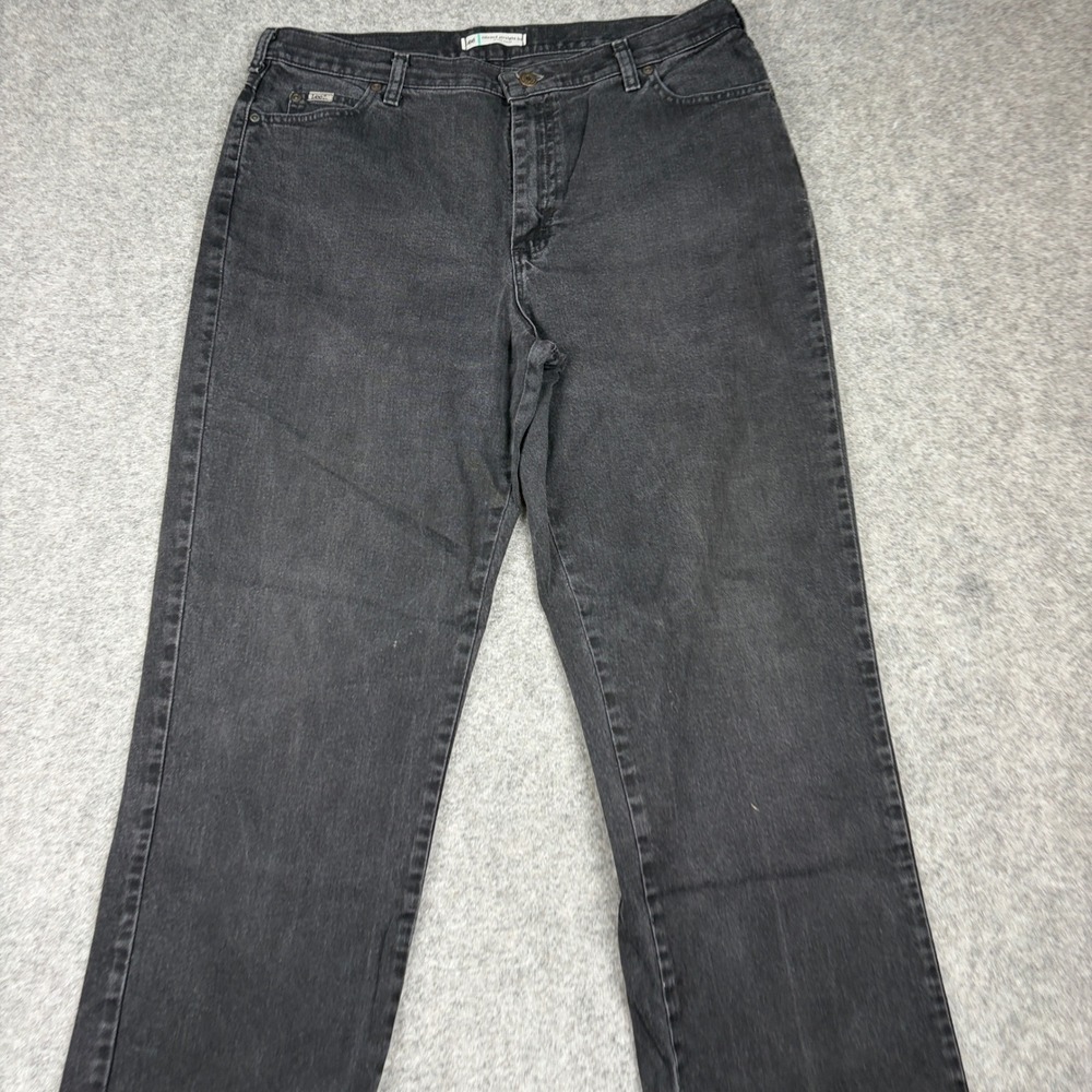 Lee Relaxed Straight Leg Jeans Women 16 Medium Black Denim High Rise Y2K Outdoor - Picture 2 of 14